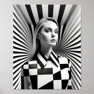 Mooie zwart-wit Vrouw illustratie Poster