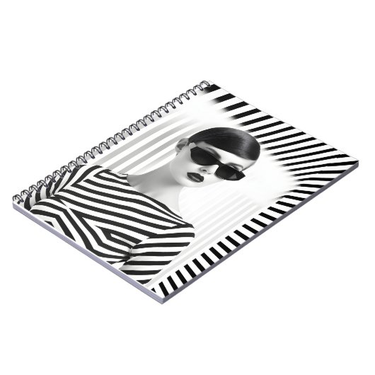 Mooie zwart-wit vrouwen kunstportret notitieboek (Linkerzijde)