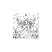 Mooie zwart-witte beschermengel 	rubberstempel (Afrduk)