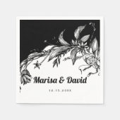 Mooie zwart-witte bloemen bruiloft servet (Voorkant)