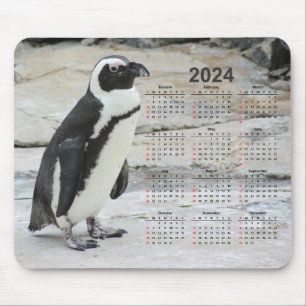 Mooie zwart-witte pinguïn 2024 kalender muismat