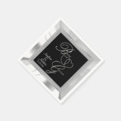 Mooie Zwart, Zilver & Wit Satijn bruiloft Servetten (Hoek)