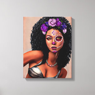 Mooie zwarte Afrikaanse dag van de dode kunst Canvas Afdruk
