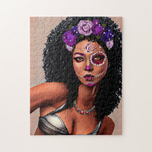 Mooie zwarte Afrikaanse dag van de dode kunst Legpuzzel