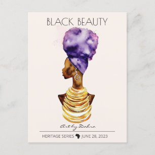 MOOIE ZWARTE AFRIKAANSE KONINGIN GROOT GOUD KETTIN BRIEFKAART