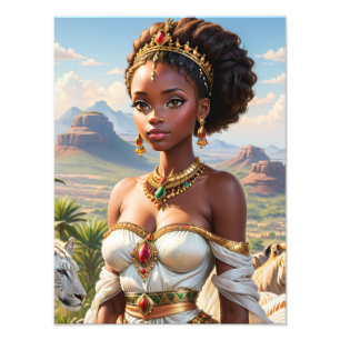 Mooie zwarte Afrikaanse prinses Foto Afdruk