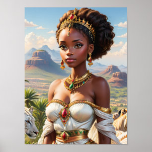 Mooie zwarte Afrikaanse prinses Poster