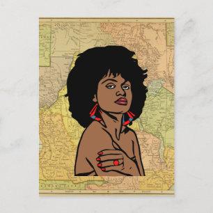 Mooie zwarte Afrikaanse vrouw Afrika kaart kunst