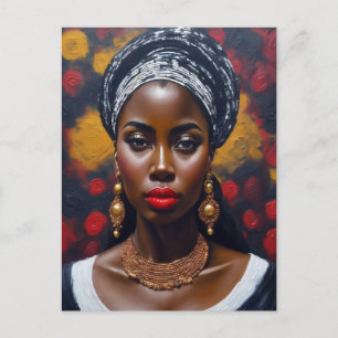 Mooie zwarte Afrikaanse vrouw schilderij Briefkaart