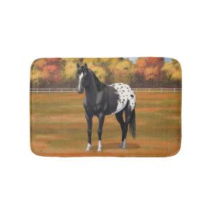 Mooie zwarte Appaloosa Quarter Horse Stallion Badmat