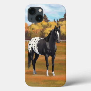 Mooie zwarte Appaloosa Quarter Horse Stallion iPhone 13 Hoesje
