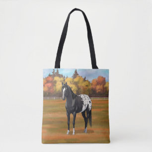 Mooie zwarte Appaloosa Quarter Horse Stallion Draagtas