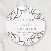 Mooie zwarte bloemenbruiloft dank u bedankjes labels (Achterkant)