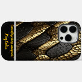Mooie zwarte en gouden slangenhuid Case-Mate iPhone case (Achterkant (horizontaal))