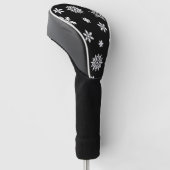 Mooie zwarte en witte bloemen golfheadcover (Schuin)