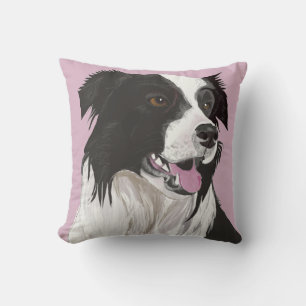 Mooie zwarte en witte collie met bruine ogen kussen