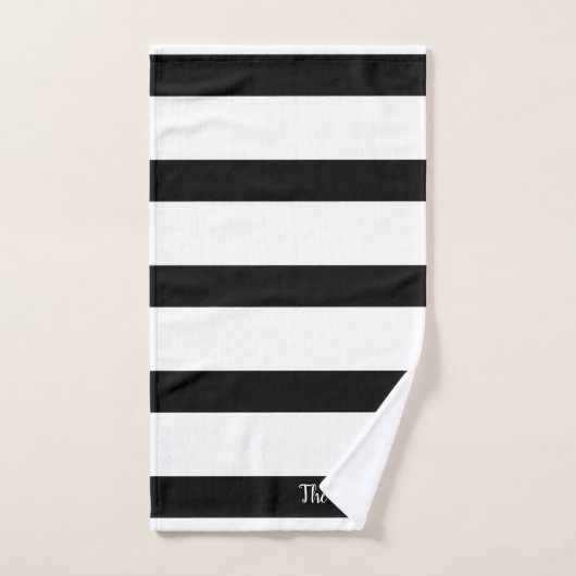 Mooie zwarte en witte strepen bad handdoek (Handdoek)
