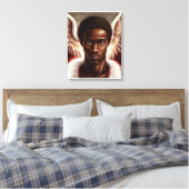 Mooie zwarte engel canvas afdruk (Insitu (Slaapkamer))