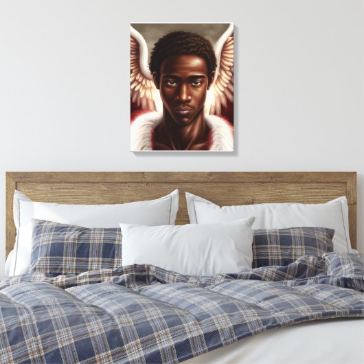 Mooie zwarte engel canvas afdruk (Insitu (Slaapkamer))