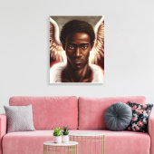 Mooie zwarte engel canvas afdruk (Insitu (Woonkamer))