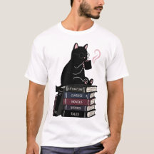 Mooie Zwarte Kat Koffie Boeken T-Shirt