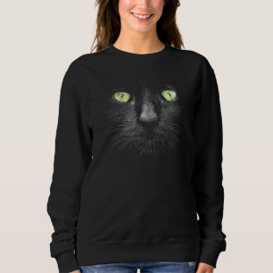 Mooie zwarte kat met grote groene ogen Cool Hallo Trui