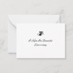 Mooie zwarte kat notitiekaartje