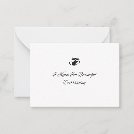 Mooie zwarte kat notitiekaartje (Voorkant)