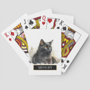 Mooie zwarte kat personaliseren pokerkaarten
