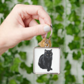 Mooie zwarte kat sleutelhanger (Hand)