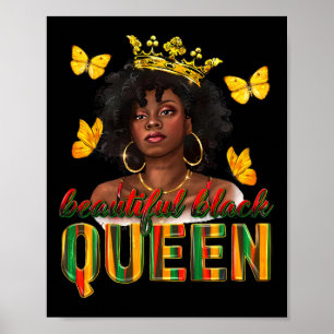 Mooie zwarte koningin druipend Afro Melanin Junete Poster