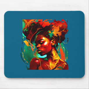 Mooie zwarte kunst Afro-Amerikaanse vrouw Muismat