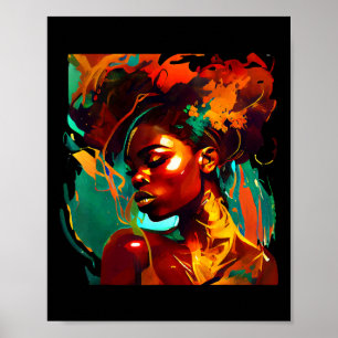 Mooie zwarte kunst Afro-Amerikaanse vrouw schilder Poster