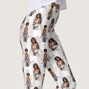 Mooie Zwarte Meisjes Engelen Patroon Ontwerp Leggings