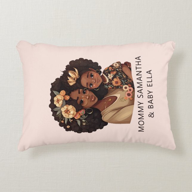Mooie zwarte moeder en dochter (10) accent kussen (Voorkant)
