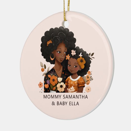 Mooie zwarte moeder en dochter (16) keramisch ornament (Links)