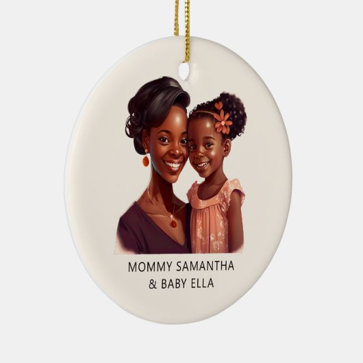 Mooie zwarte moeder en dochter (19) keramisch ornament (Rechts)