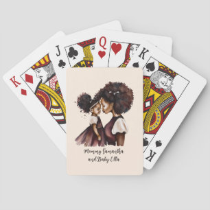 Mooie zwarte moeder en dochter (24) pokerkaarten