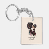 Mooie zwarte moeder en dochter (25) sleutelhanger (Voorkant Links)