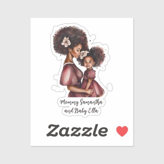 Mooie zwarte moeder en dochter (27) sticker (Vel)