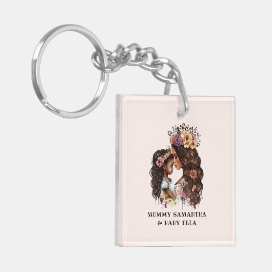 Mooie zwarte moeder en dochter (4) sleutelhanger (Voorkant Links)