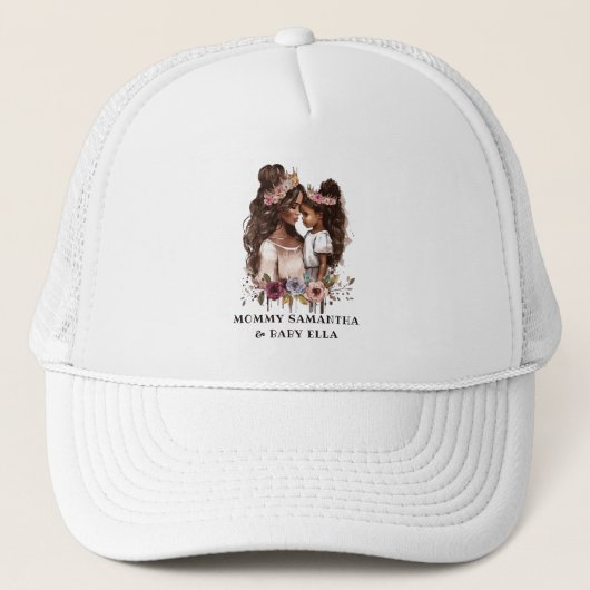 Mooie zwarte moeder en dochter (5) trucker pet (Voorkant)