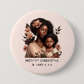 Mooie zwarte moeder en dochter (9) ronde button 7,6 cm (Voorkant)