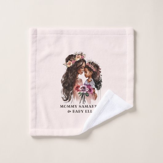 Mooie zwarte moeder en dochter bad handdoek (Wasdoekje)