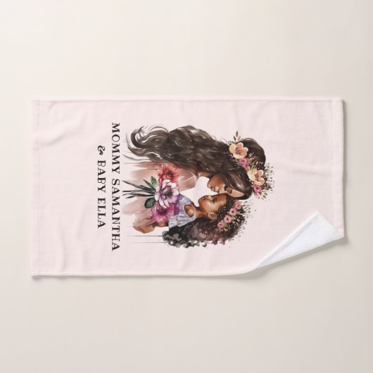 Mooie zwarte moeder en dochter bad handdoek (Handdoek)