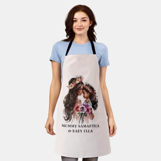 Mooie zwarte moeder en dochter schort (Gedragen)