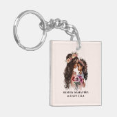 Mooie zwarte moeder en dochter sleutelhanger (Voorkant Links)