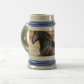 Mooie zwarte paard bierpul (Voorkant links)