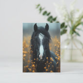 Mooie zwarte paard briefkaart (Staand voorkant)