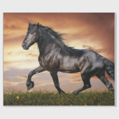 Mooie zwarte paard cadeaupapier (Vlak)